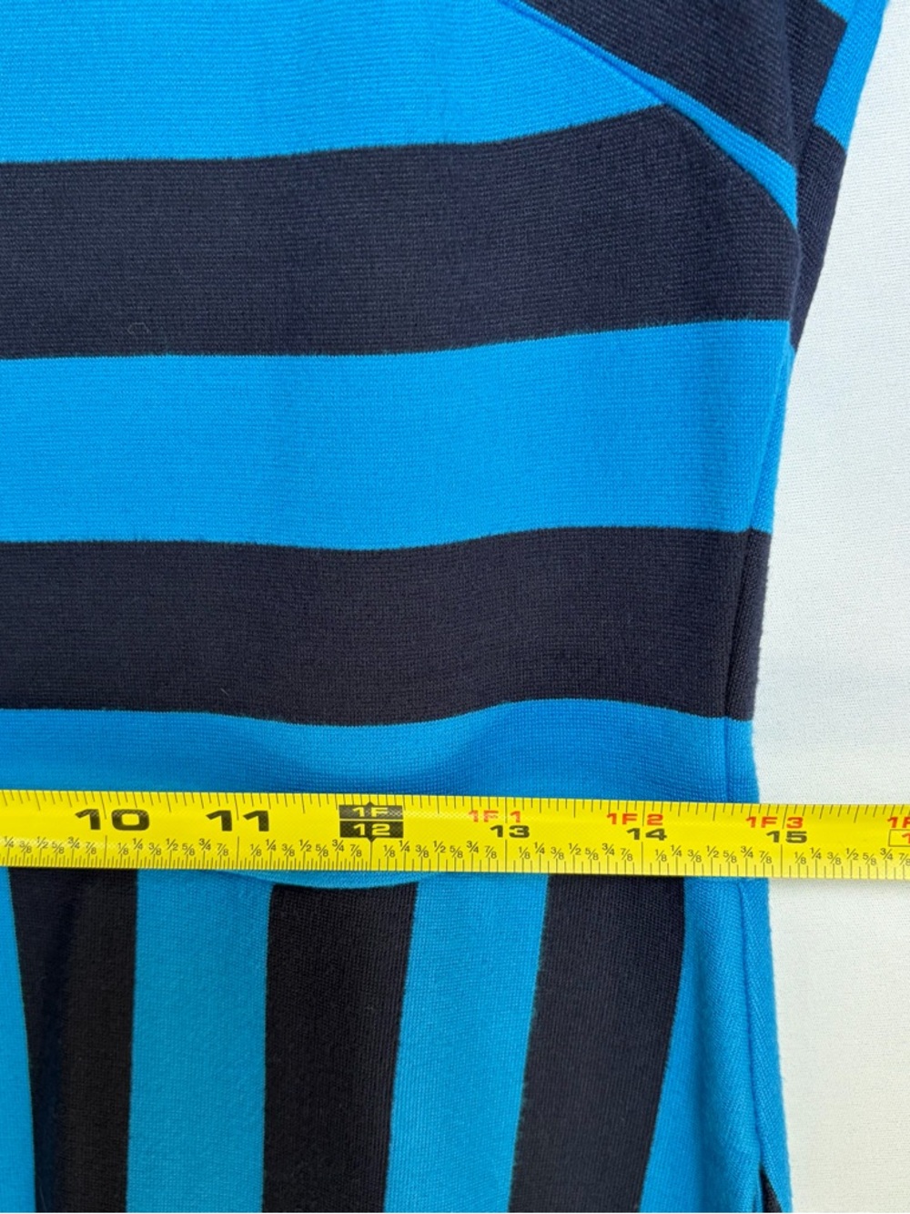 Boden Blue Striped Jersey Midi Dress Sz 10R Fit Flare Classic Retro Chic EUC - Picture 4 of 16